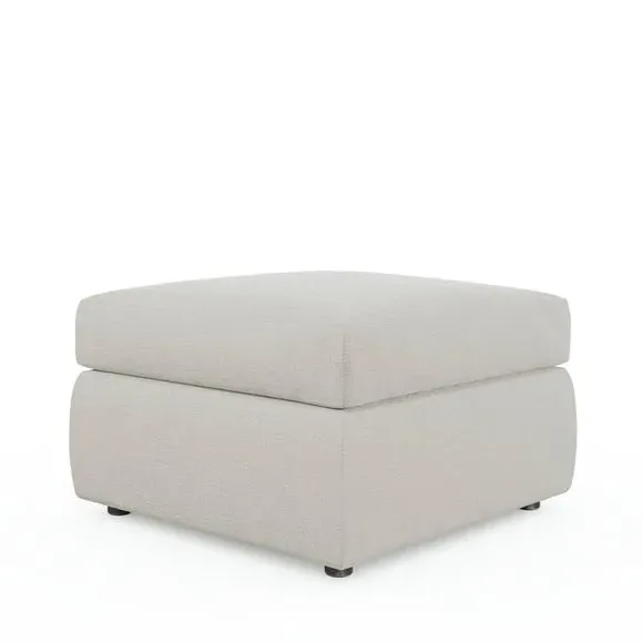 Footstool with Foam Cushions - Natural, Chenille