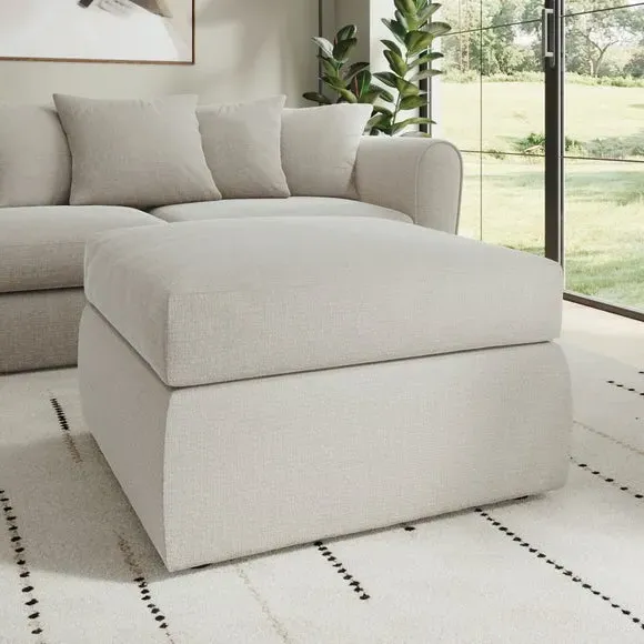 Footstool with Foam Cushions - Natural, Chenille