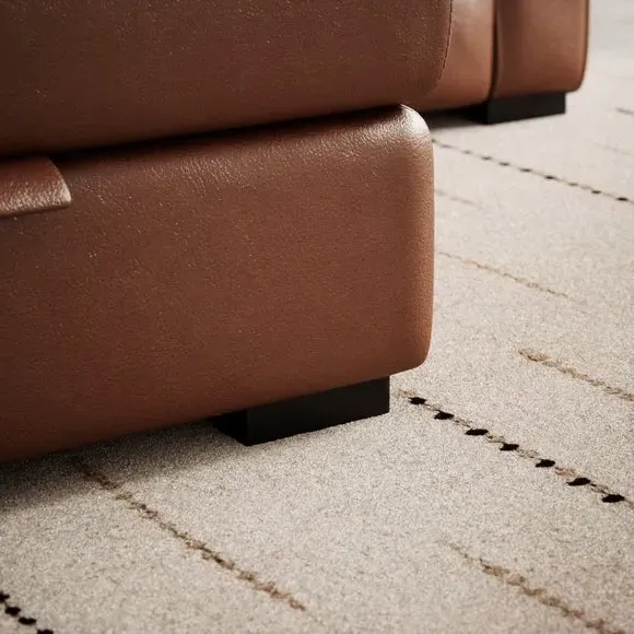 Footstool with Piped Edge - Brown, Leather