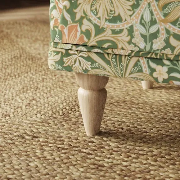 Footstool with Print Design - Fennel, Velvet