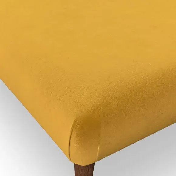 Footstool with Wooden Legs - Amber, Velvet