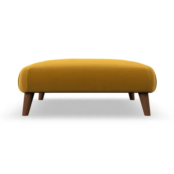 Footstool with Wooden Legs - Amber, Velvet