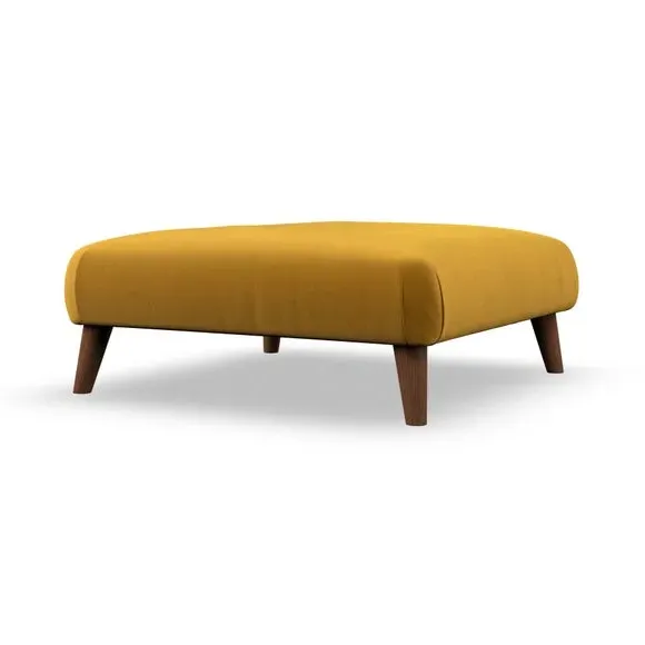 Footstool with Wooden Legs - Amber, Velvet