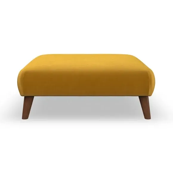 Footstool with Wooden Legs - Amber, Velvet