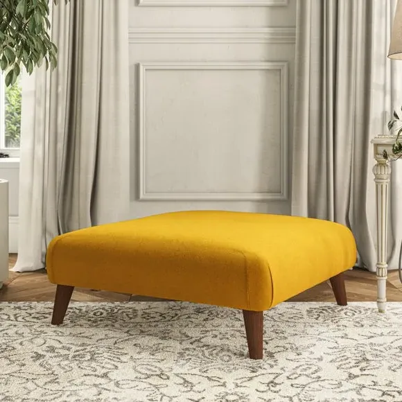 Footstool with Wooden Legs - Amber, Velvet image