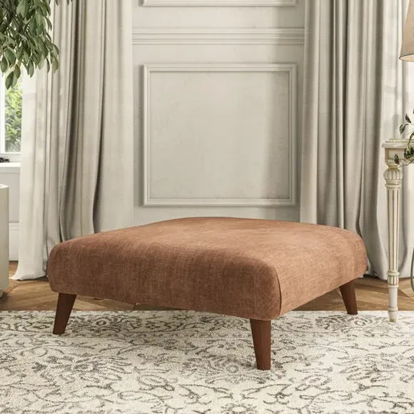 Footstool with Wooden Legs - Clay, Chenille