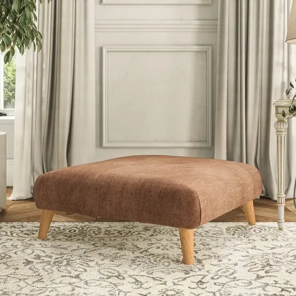 Footstool with Wooden Legs - Clay, Chenille