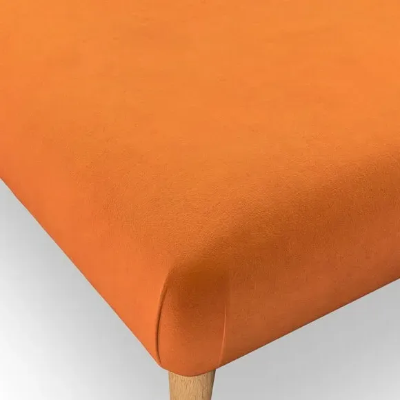 Footstool with Wooden Legs - Ginger, Velvet
