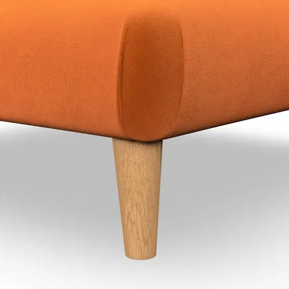 Footstool with Wooden Legs - Ginger, Velvet
