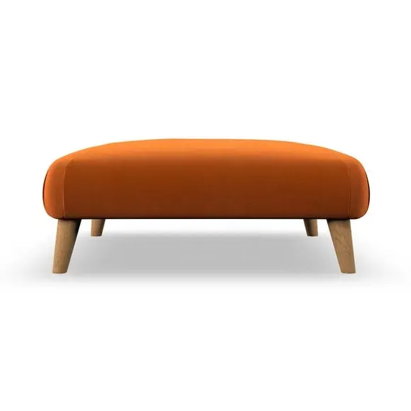Footstool with Wooden Legs - Ginger, Velvet