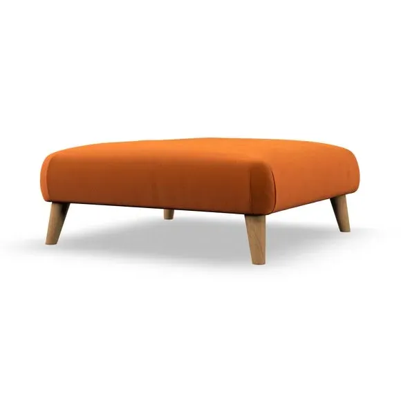 Footstool with Wooden Legs - Ginger, Velvet