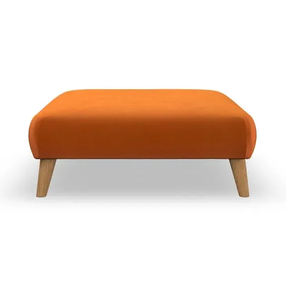 Footstool with Wooden Legs - Ginger, Velvet