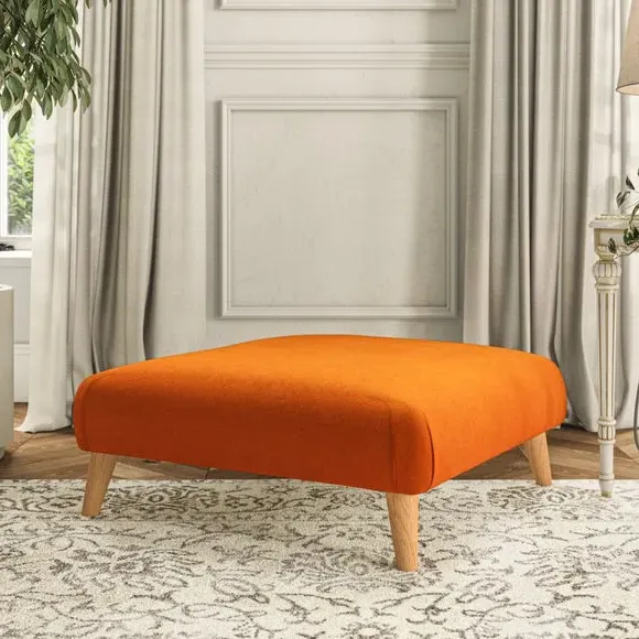 Footstool with Wooden Legs - Ginger, Velvet