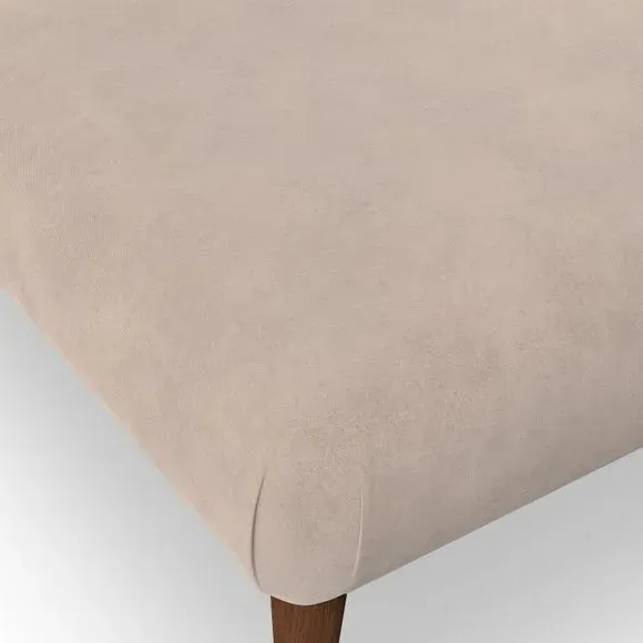 Footstool with Wooden Legs - Natural, Velvet