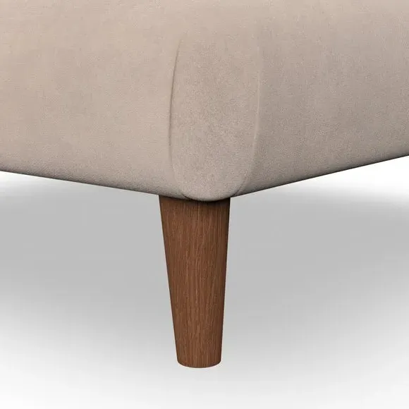 Footstool with Wooden Legs - Natural, Velvet