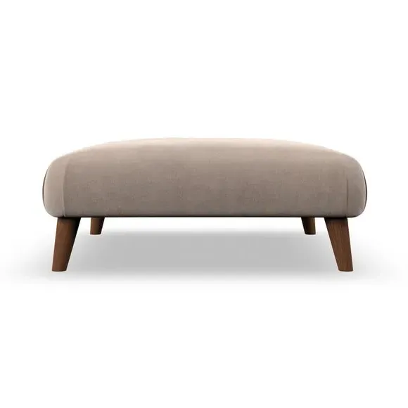 Footstool with Wooden Legs - Natural, Velvet