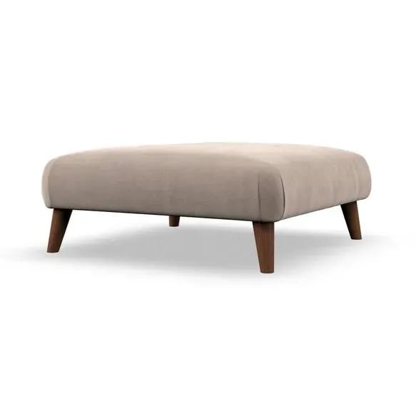 Footstool with Wooden Legs - Natural, Velvet