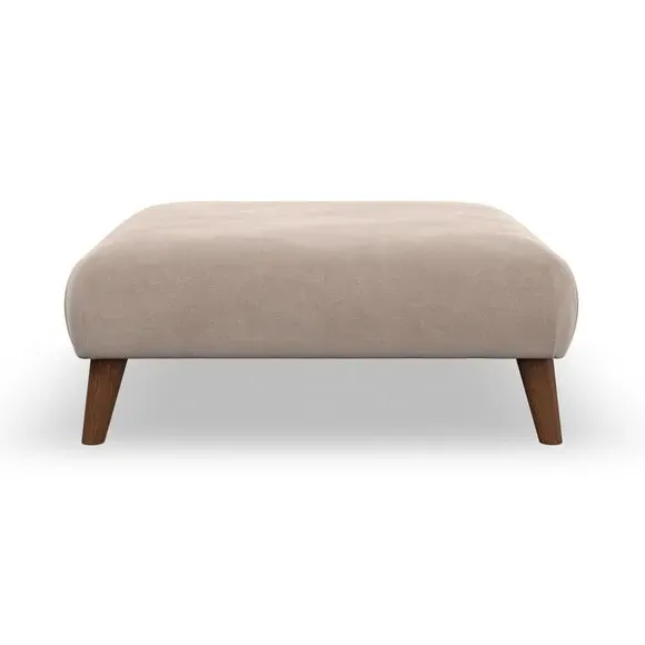 Footstool with Wooden Legs - Natural, Velvet