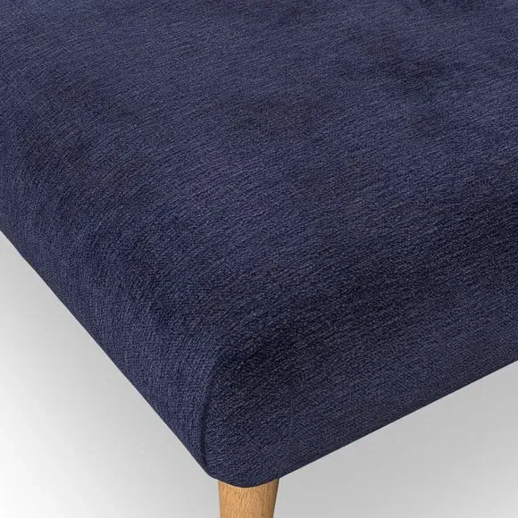 Footstool with Wooden Legs - Navy, Chenille
