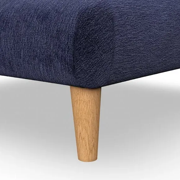 Footstool with Wooden Legs - Navy, Chenille