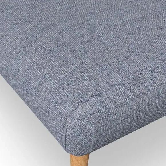 Footstool with Wooden Legs - Navy, Fabric