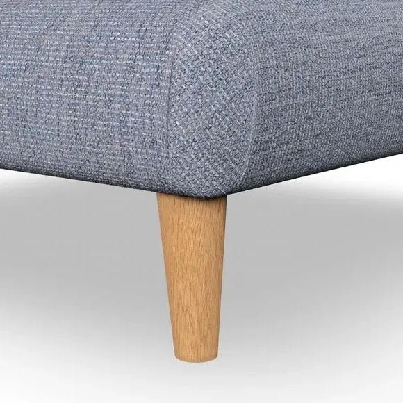 Footstool with Wooden Legs - Navy, Fabric