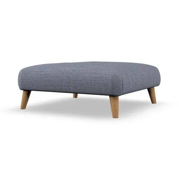 Footstool with Wooden Legs - Navy, Fabric