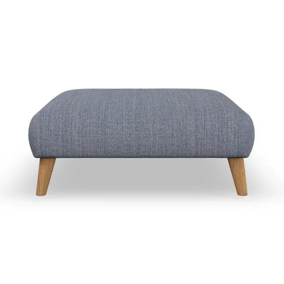 Footstool with Wooden Legs - Navy, Fabric