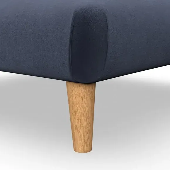 Footstool with Wooden Legs - Navy, Velvet