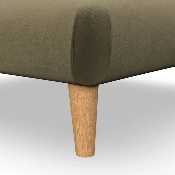 Footstool with Wooden Legs - Olive, Velvet
