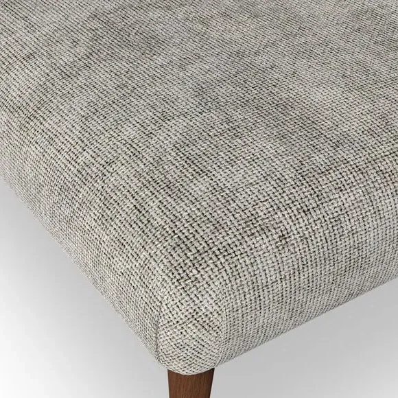 Footstool with Wooden Legs - Silver, Chenille