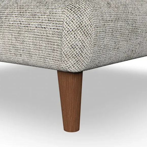 Footstool with Wooden Legs - Silver, Chenille
