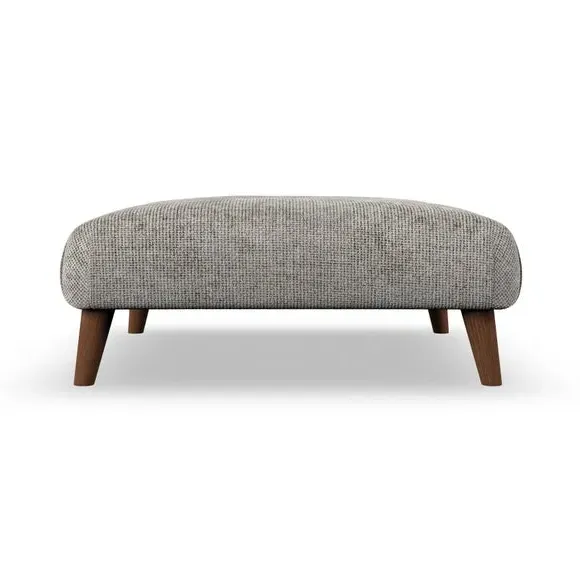 Footstool with Wooden Legs - Silver, Chenille