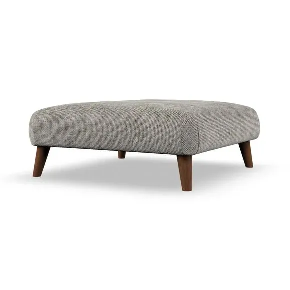 Footstool with Wooden Legs - Silver, Chenille