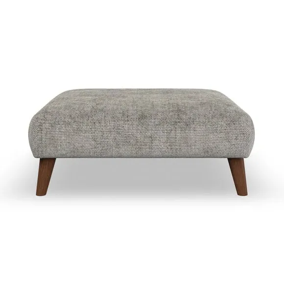 Footstool with Wooden Legs - Silver, Chenille
