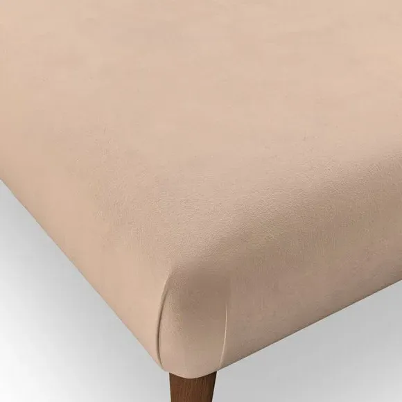 Footstool with Wooden Legs - Taupe, Velvet