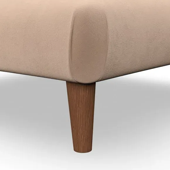 Footstool with Wooden Legs - Taupe, Velvet
