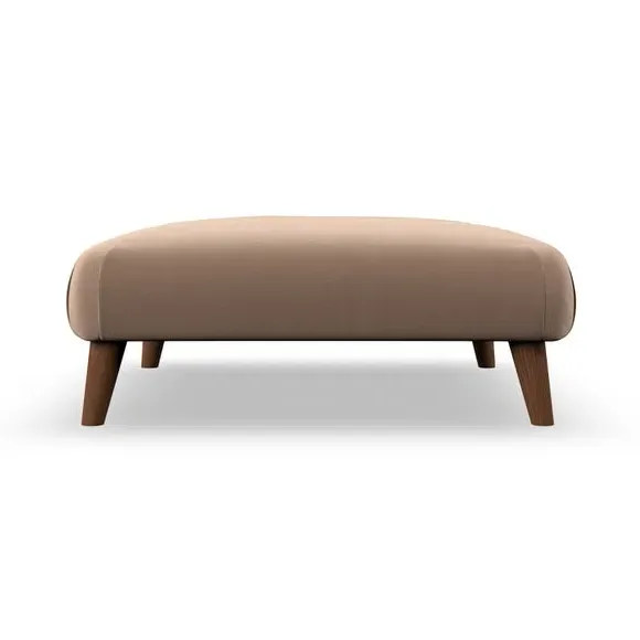 Footstool with Wooden Legs - Taupe, Velvet