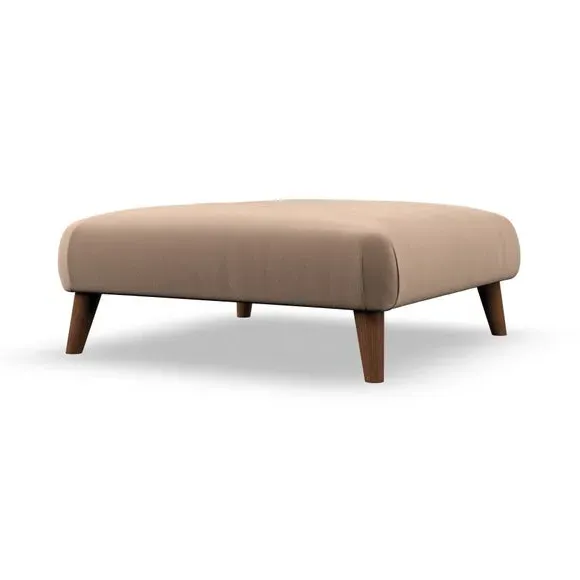 Footstool with Wooden Legs - Taupe, Velvet