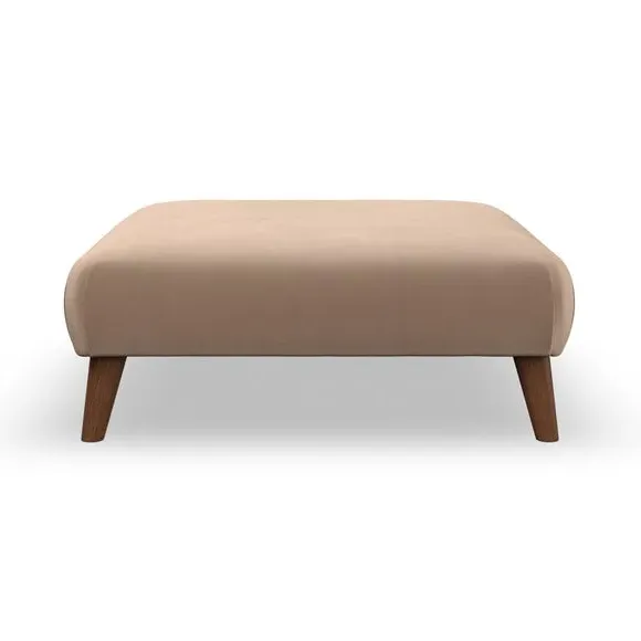 Footstool with Wooden Legs - Taupe, Velvet