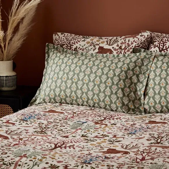 Forest Animal Pillowcase - Natural, Cotton