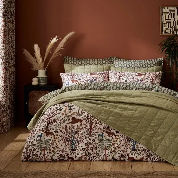 Forest Animal Pillowcase - Natural, Cotton