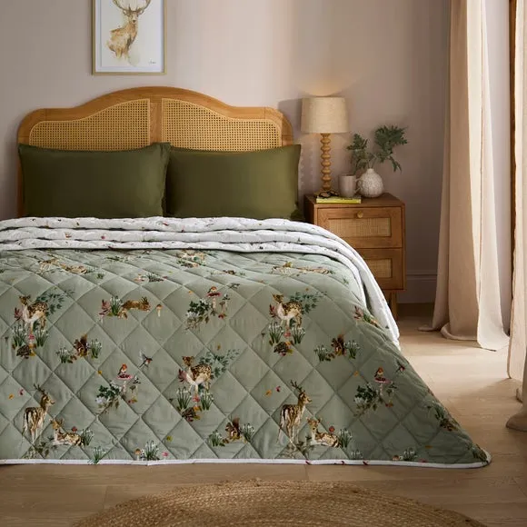 Forest Fawn Bedspread - Multicolor, Cotton