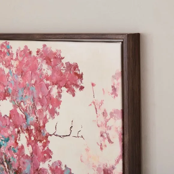 Forest Landscape Framed Canvas - Pink, Wood