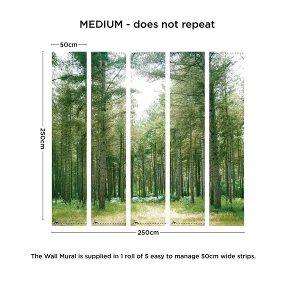 Forest Wilderness Wall Mural - Green, Non-Woven