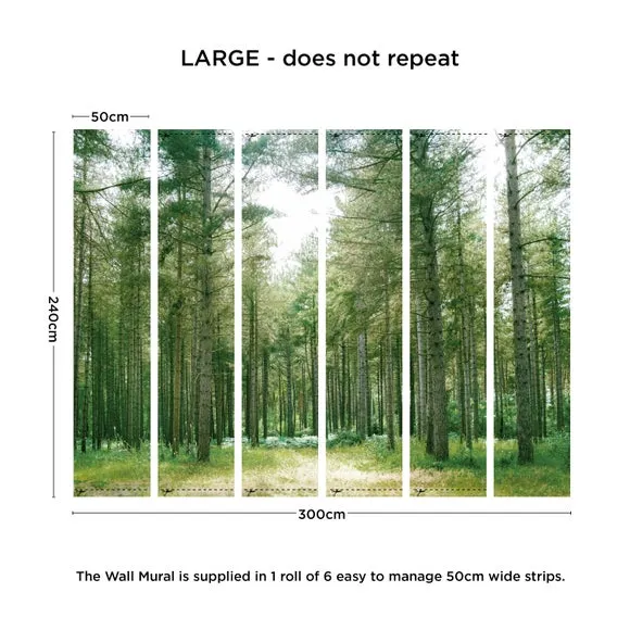 Forest Wilderness Wall Mural - Green, Non-Woven