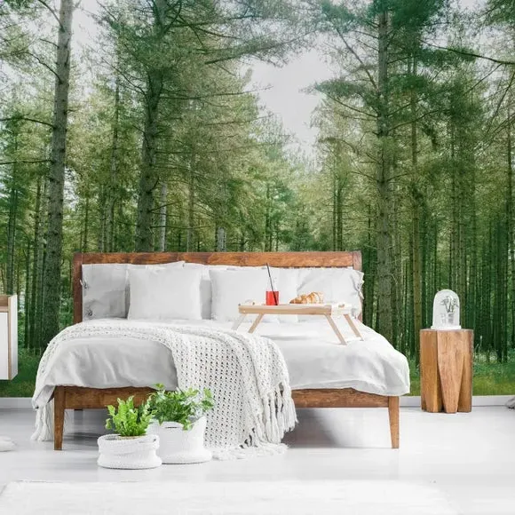 Forest Wilderness Wall Mural - Green, Non-Woven