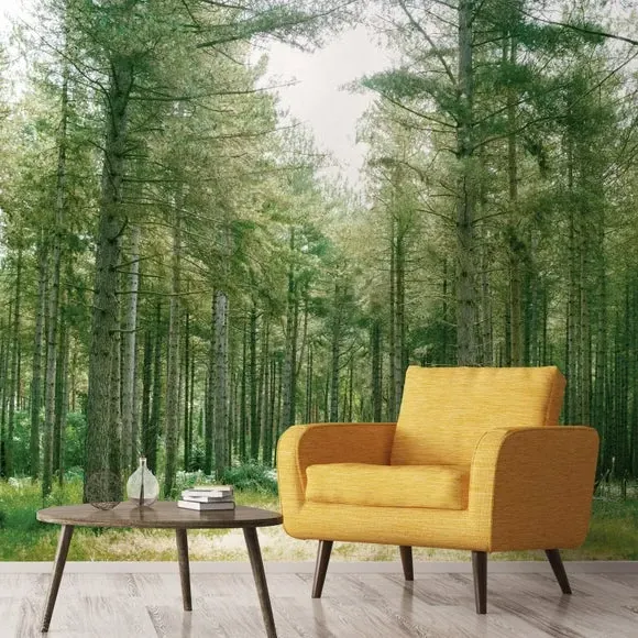 Forest Wilderness Wall Mural - Green, Non-Woven image