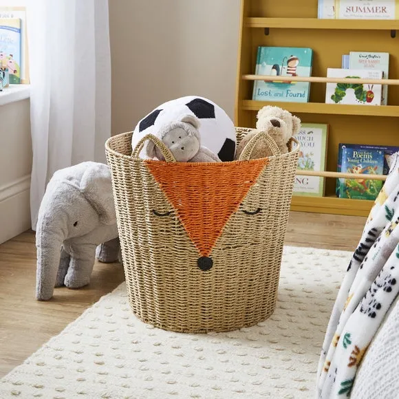 Fox Storage Basket with Handle - Natural, Paper image