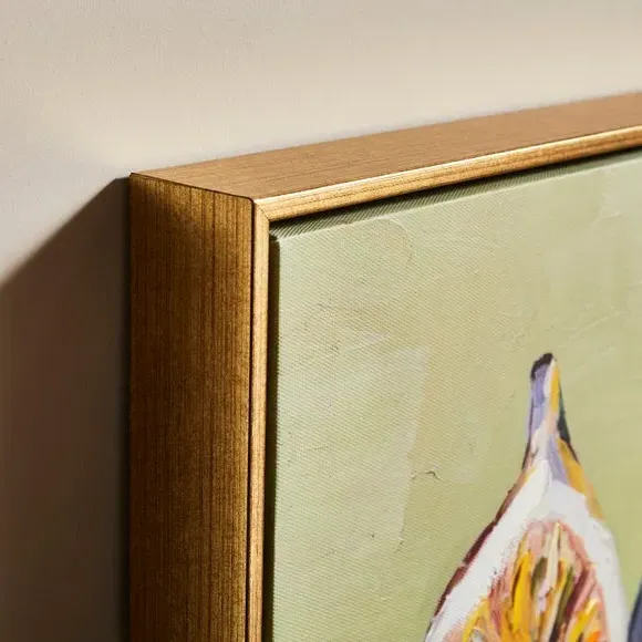 Framed Canvas Art with Hand Finish - Green, Gold